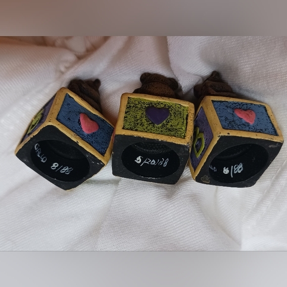 Vintage Gallo Painted PewterThimble/Bear on Blocks/Signed '88/Lot Of 3 - Picture 8 of 9